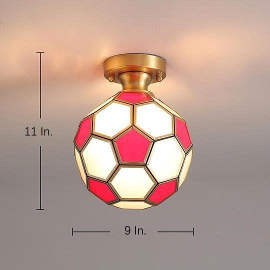 Football Flush Mount Ceiling Light Copper Glass Kids Room Lighting