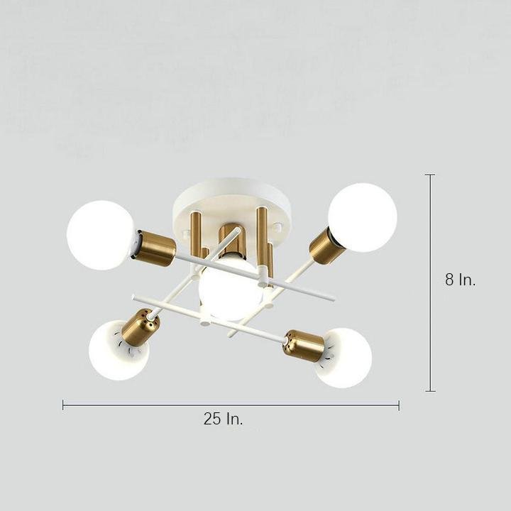 Geometric Metal Semi-Flush Ceiling Light with Glass Shade