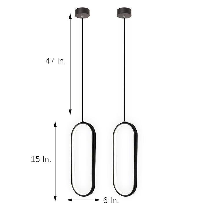 Rounded Rectangle LED Pendant Light Modern Aluminum Ceiling Fixture