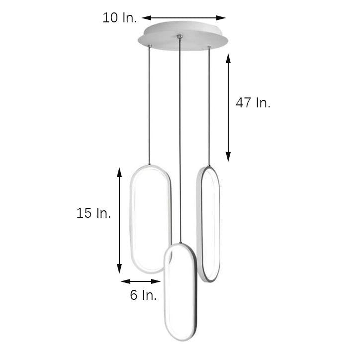 Modern Curved 3-Tier Oval Aluminum Chandelier Pendant Light