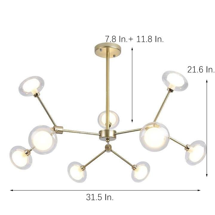 9-Light Glass Sputnik Chandelier - Nordic Modern Cluster Pendant