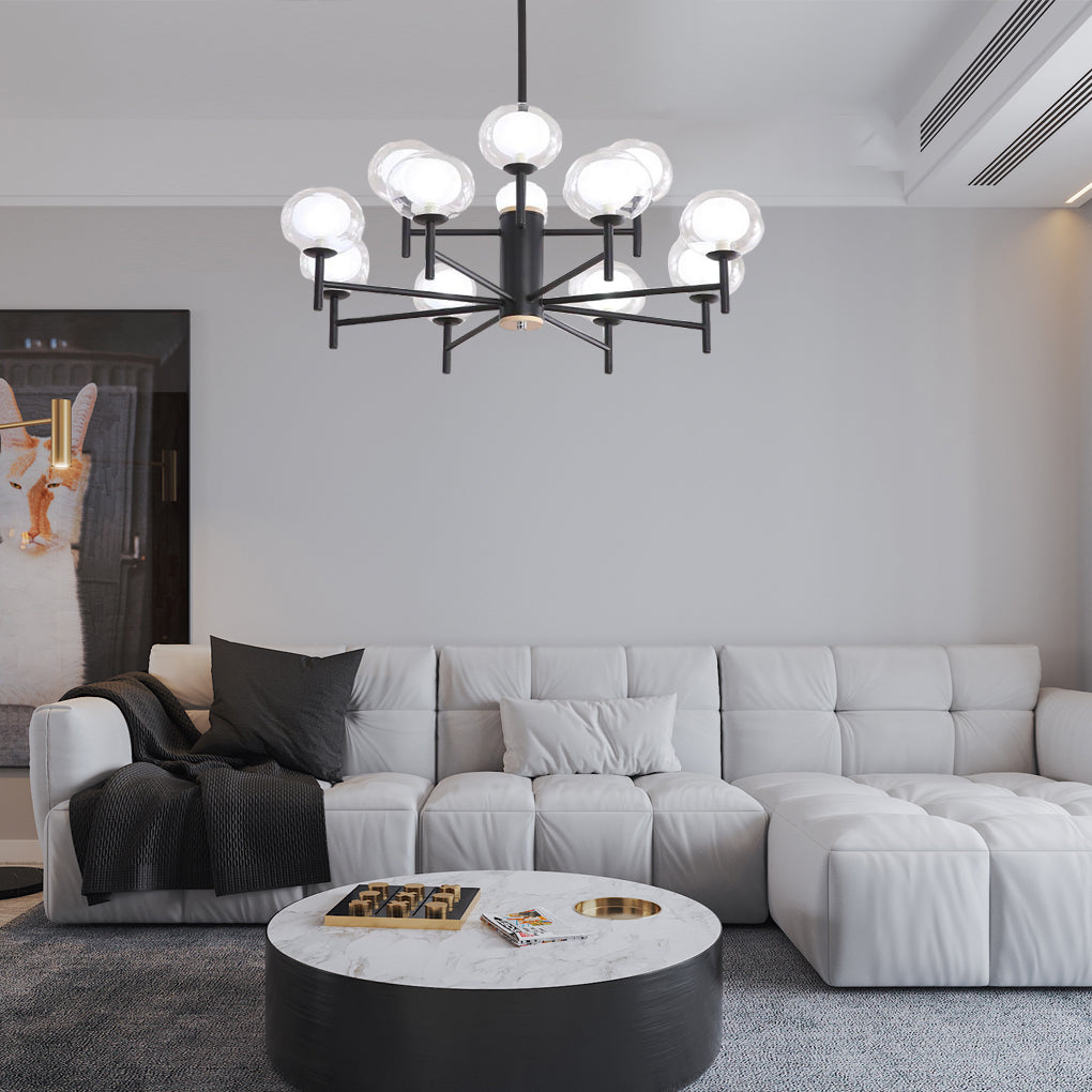 Modern Sputnik Chandelier 12-Light Metal & Glass Pendant