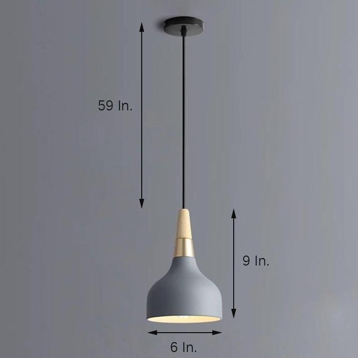 Modern Wood Metal Pendant Light LED Lantern Hanging Lamp