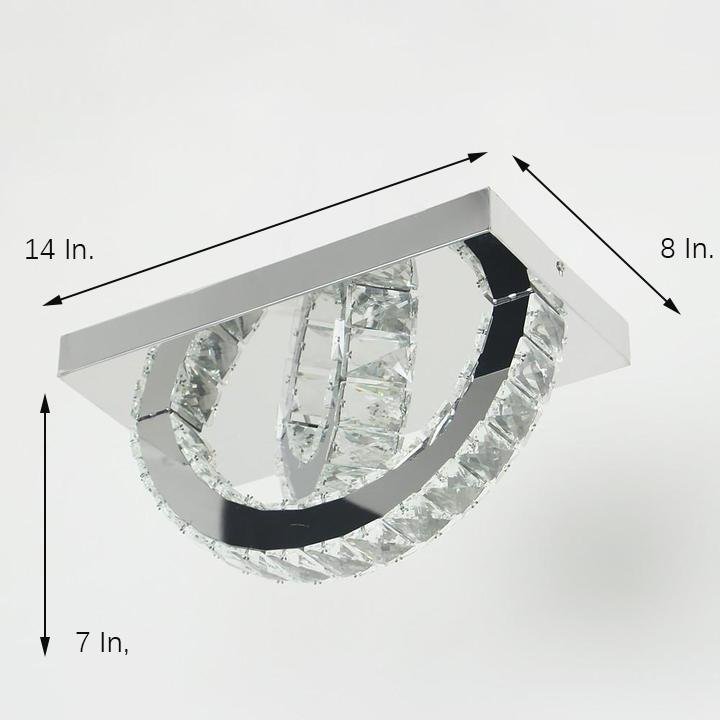 Crystal Semicircular Flush Mount Ceiling Light Modern LED 14"