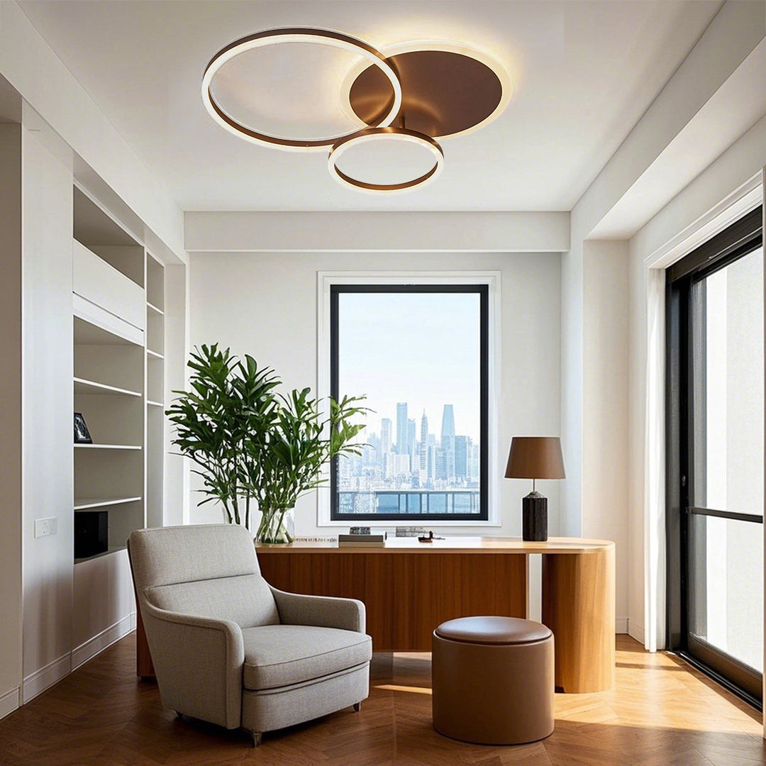 3-Layer LED Circle Flush Mount Light - Dimmable, 26"x20"