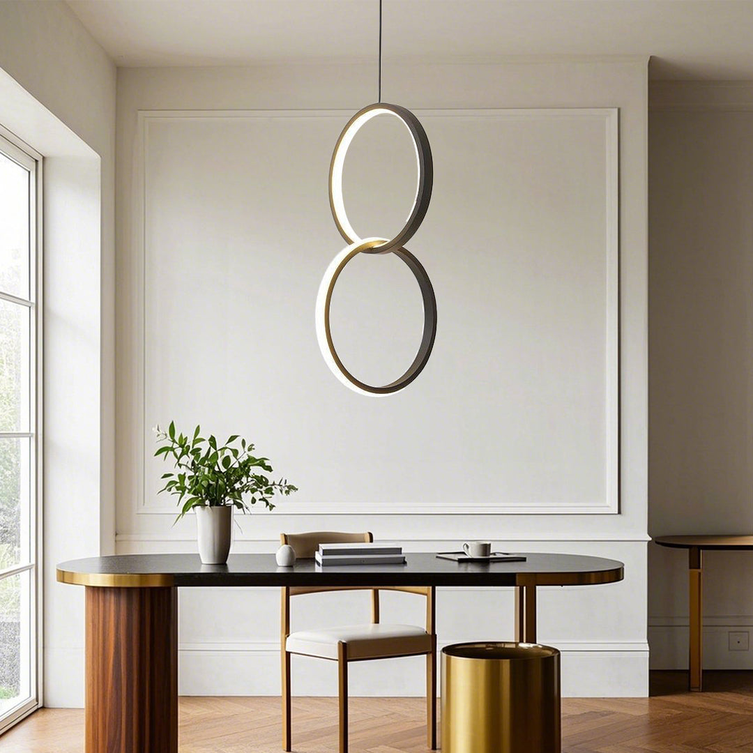 Interlocking Dual Ring LED Pendant Light Aluminum Acrylic