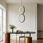 Interlocking Dual Ring LED Pendant Light Aluminum Acrylic