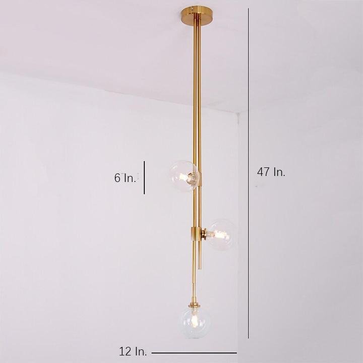Elongated Gold Pendant Light - Metal & Glass Industrial Fixture