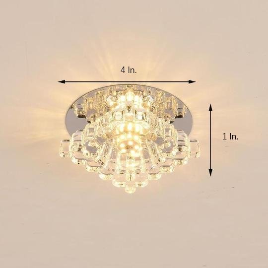 Geometric Crystal Flush Mount Ceiling Light Modern Metal Fixture
