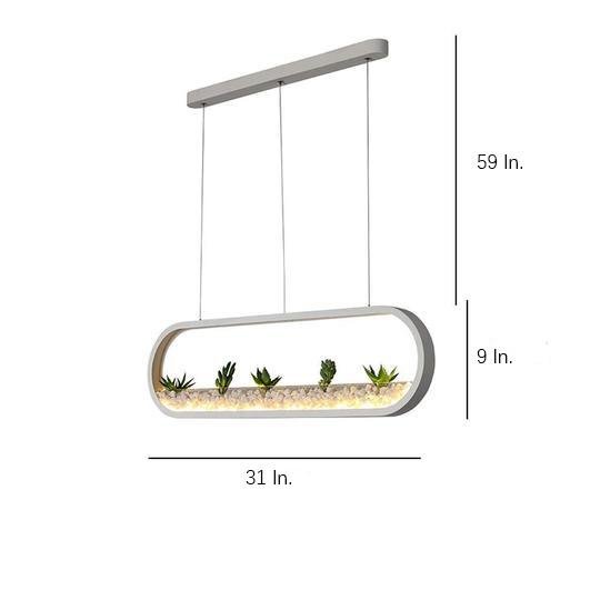 Rounded Rectangular Modern Pendant Light with Aluminum Frame