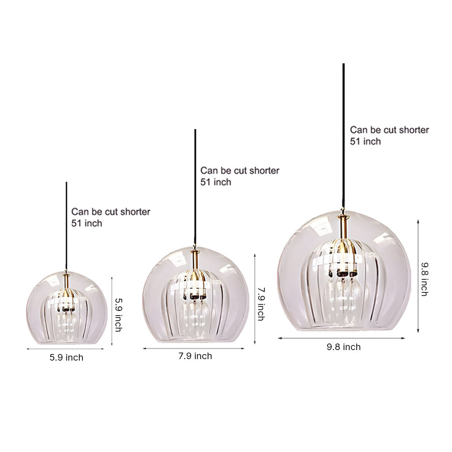 Glass Globe Pendant Light with Copper Finish – Modern Industrial