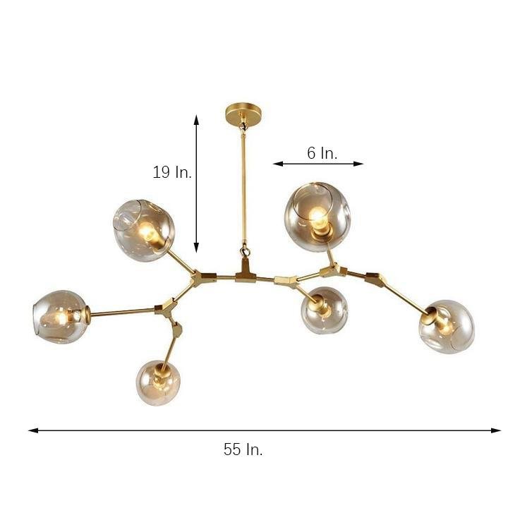 Nordic Sputnik Chandelier 6-Light Blown Glass Contemporary