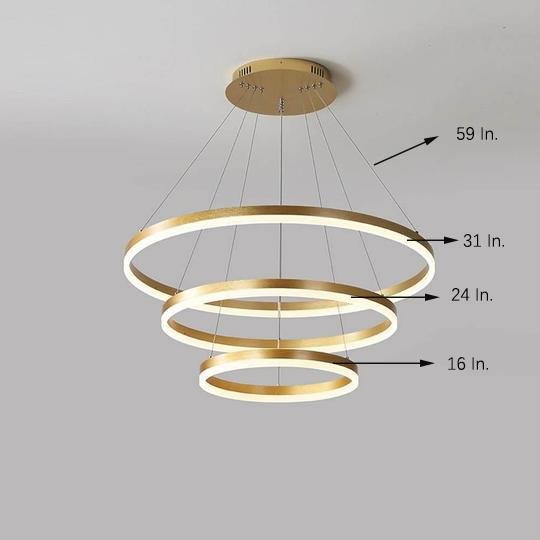 Modern 3-Ring Graduated Chandelier with Remote Control