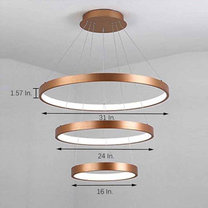 Bronze 3-Tier Ring Chandelier Dimmable LED 59" Adjustable