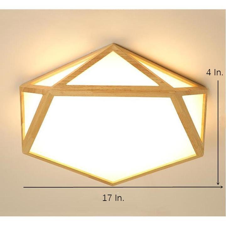Geometric Wood Flush Mount Ceiling Light with LED