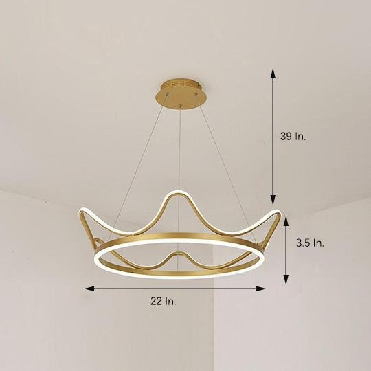 Modern LED Crown Chandelier - Geometric Metal Pendant Light