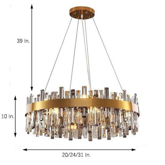 Modern Crystal Chandelier with Brass Finish - 8 to 16 Light