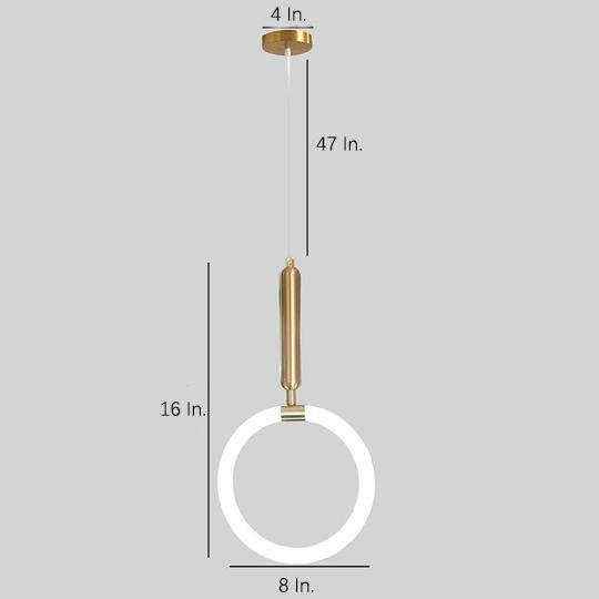 Modern Ring Pendant Light Metal Silica Gel LED Ceiling Fixture