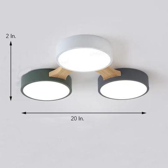 Modern Circular LED Flush Mount Ceiling Light - Wood & PVC