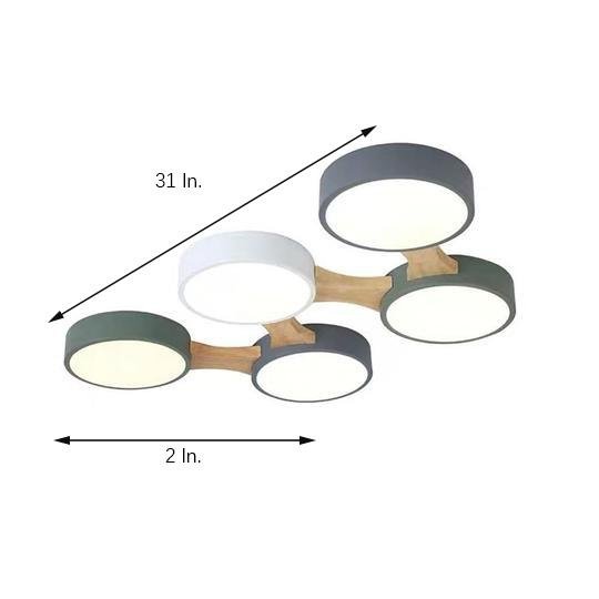 Modern Circular LED Flush Mount Ceiling Light - Wood & PVC