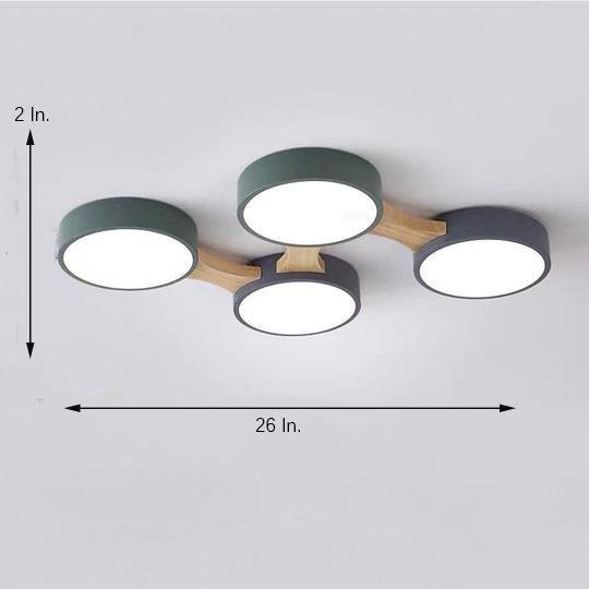 Modern Circular LED Flush Mount Ceiling Light - Wood & PVC