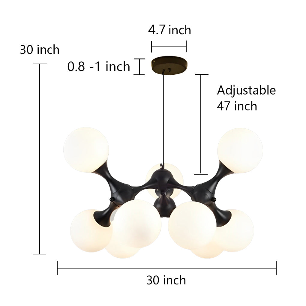 Modern Sputnik Chandelier with 9 Glass Globe Shades