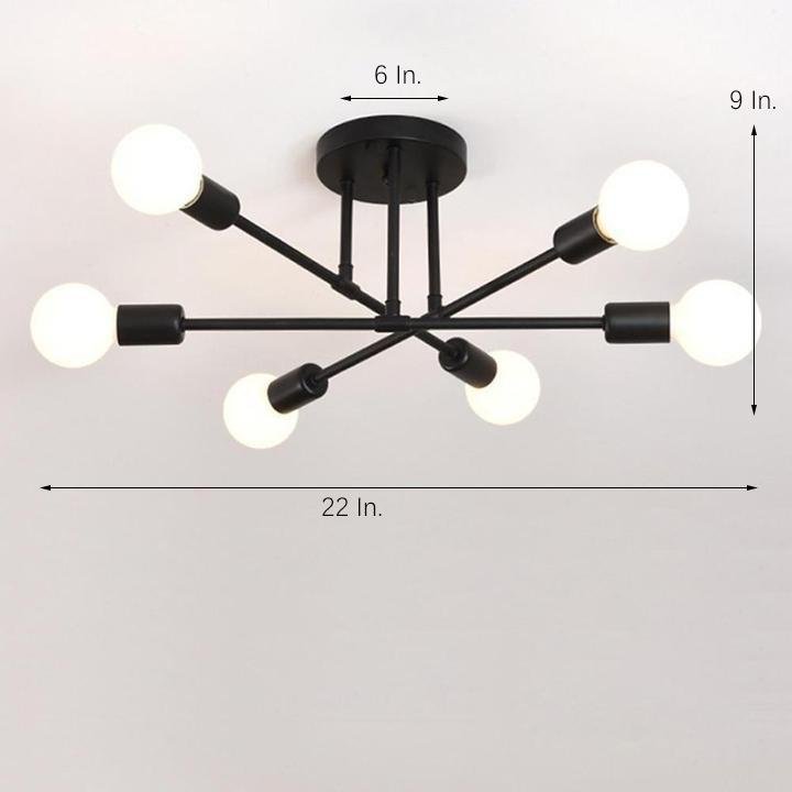 Modern 6-Light Sputnik Flush Mount Ceiling Light - 22'' Dia