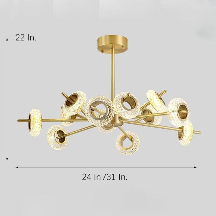 Modern Crystal Sputnik LED Chandelier Gold Electroplated Finish