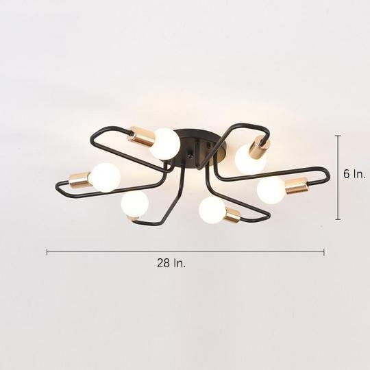 6-Light Flush Mount Ceiling Light - Modern Metal Flower Design