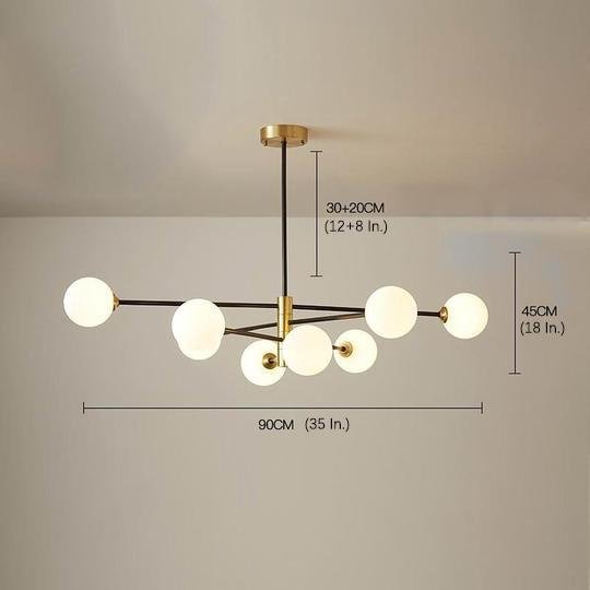 8-Light Geometric Cluster Pendant Light with Glass Globes