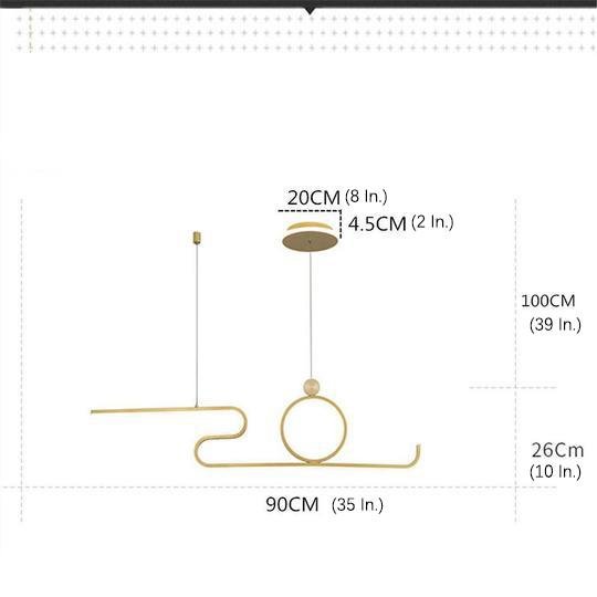 Modern Circle Linear LED Pendant Light - Black & Gold