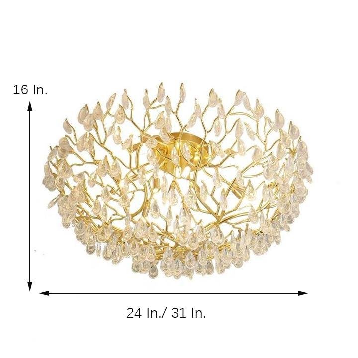 Modern Sputnik Crystal Chandelier LED Flush Mount Ceiling Light
