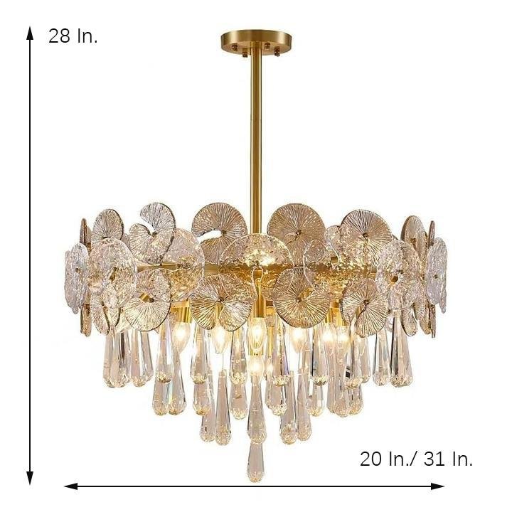 Modern Crystal Candelabra Flush Mount Ceiling Light LED 20 Inch