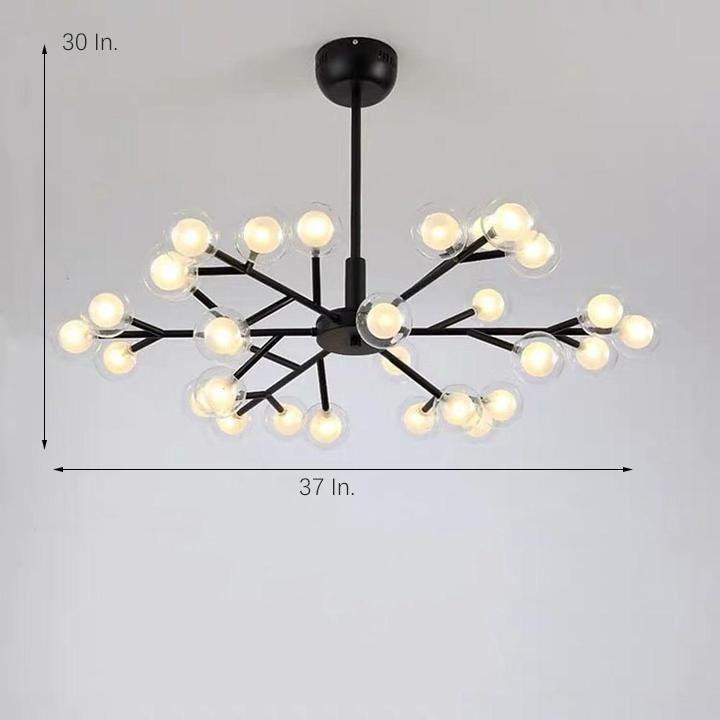 Modern Sputnik Chandelier 30-Light Glass Bubble Gold Metal 33" LED