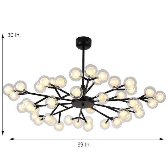 Modern 45-Light Glass Cluster Chandelier - Black & Gold Finish