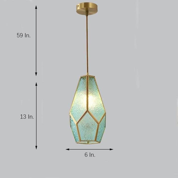 Elongated Cylindrical Glass Pendant Light with Brass Finish