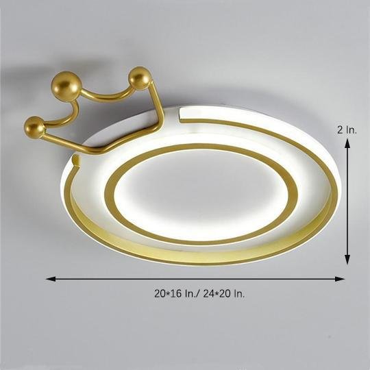 Circle Crown LED Flush Mount Ceiling Light - Modern Geometric Metal