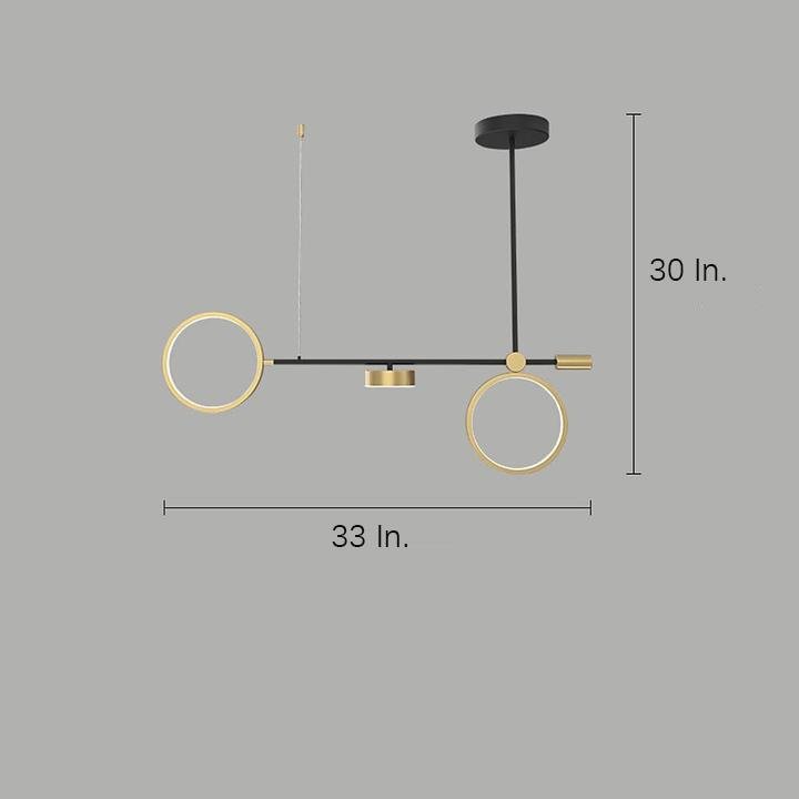 Modern Double Ring LED Pendant Light - Black & Gold Metal Chandelier