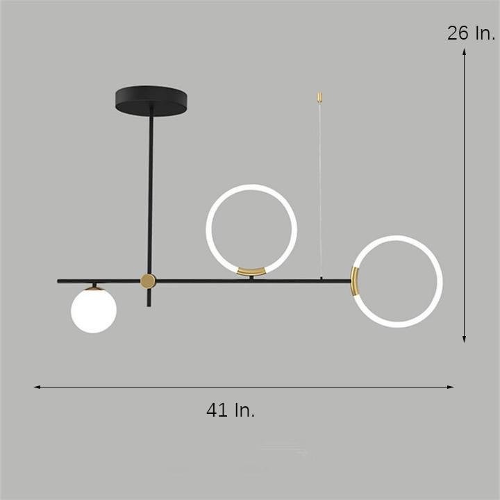 Modern LED Chandelier with Circular Glass Shades in Black