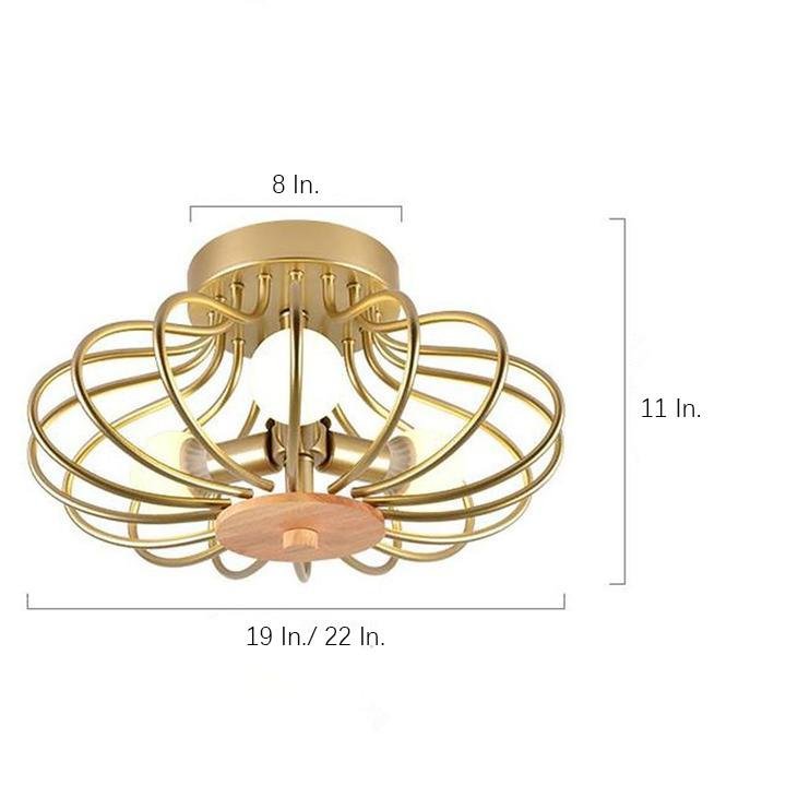 Modern Metal Globe Flush Mount Ceiling Light – 3 or 4 Lights