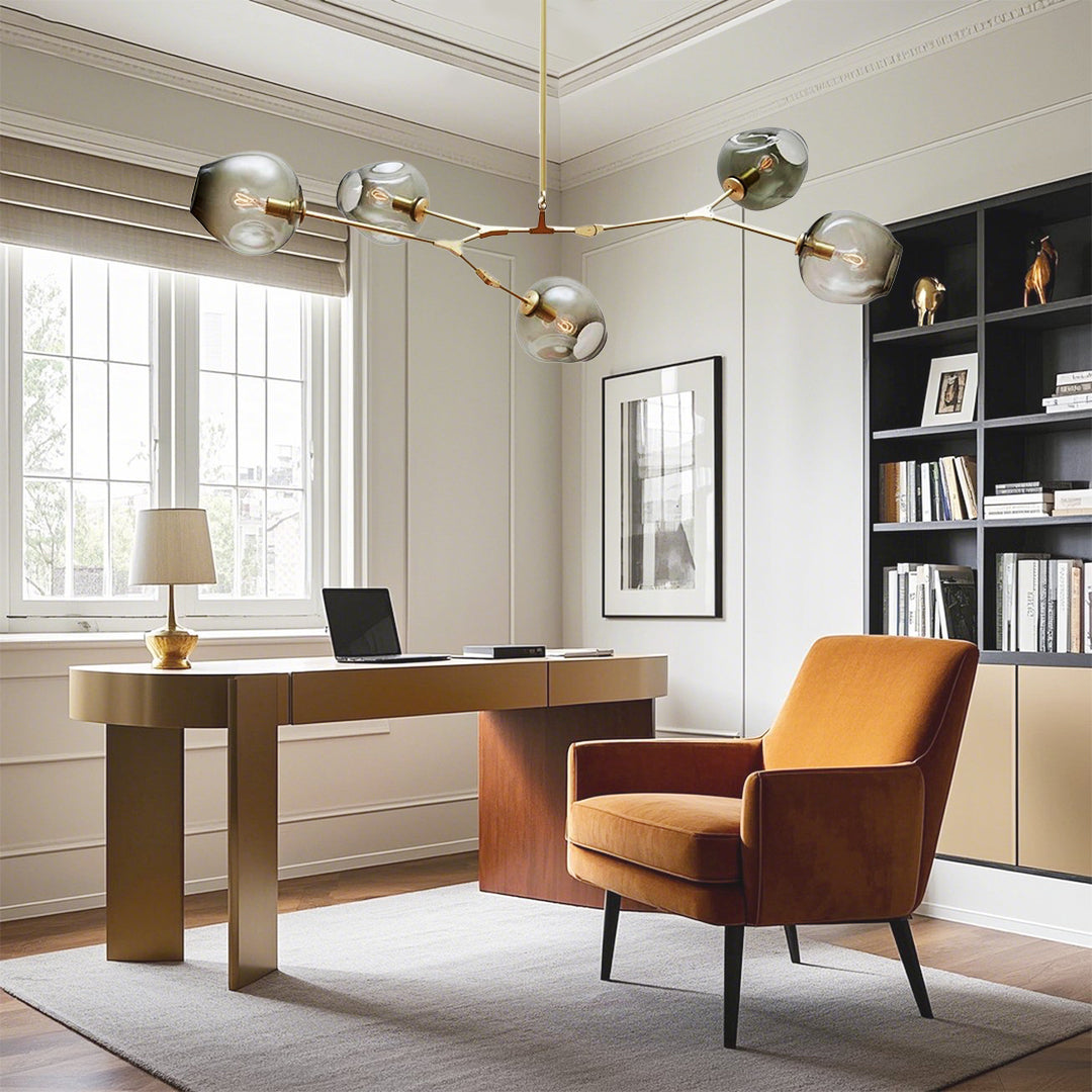 Sputnik Industrial Glass Chandelier with Customizable Shades