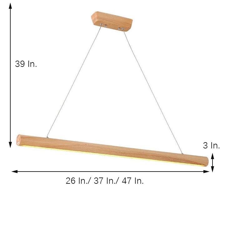 Modern Wood Tube Pendant Light with LED Downlight