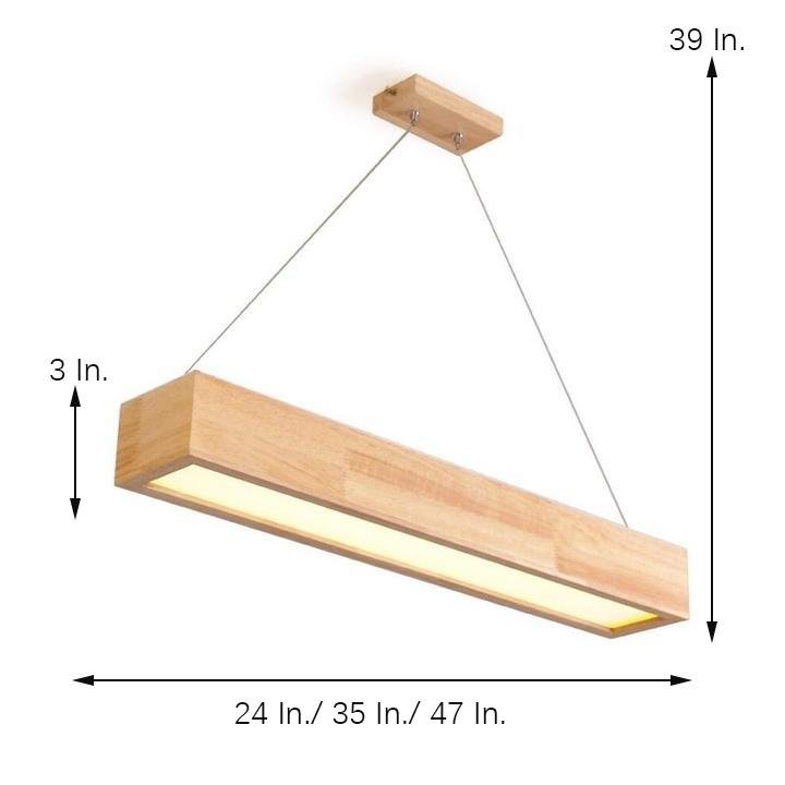 Rectangular Wood Pendant Light Modern Farmhouse Chandelier
