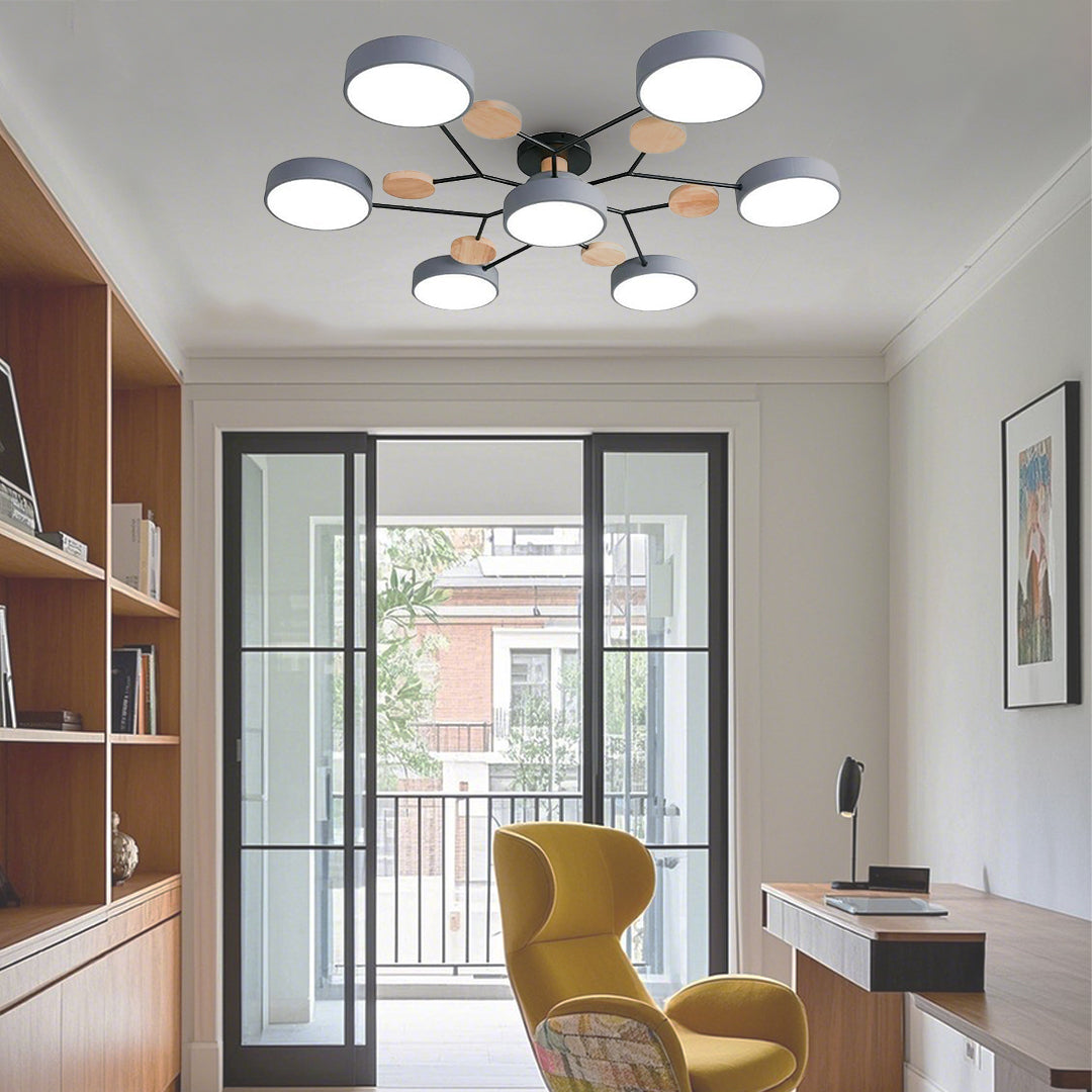 Sputnik LED Chandelier Modern Geometric Metal PVC Ceiling Light