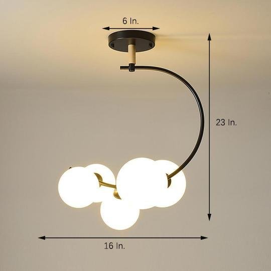 5-Light Cluster Globe Chandelier Modern Glass & Metal Ceiling Light