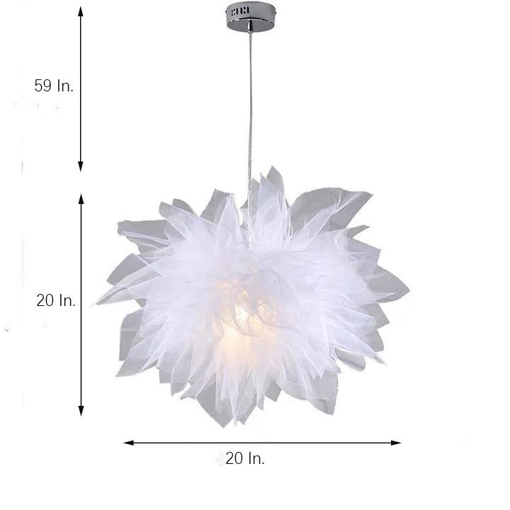 20'' Fabric Flower Pendant Light Modern Electroplated Metal LED