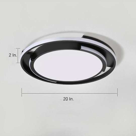 Circular Dimmable LED Flush Mount Ceiling Light in Black