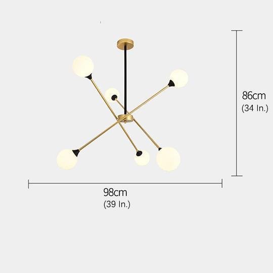 Modern Glass Sputnik Chandelier with Metal Frame