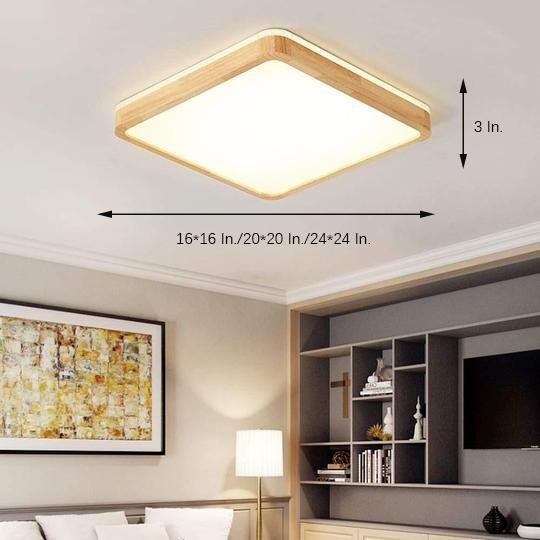 Circular Wood LED Flush Mount Ceiling Light – Nordic Minimalist Design