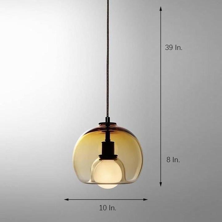 Semi-Globe Glass Pendant Light with Electroplated Metal Finish